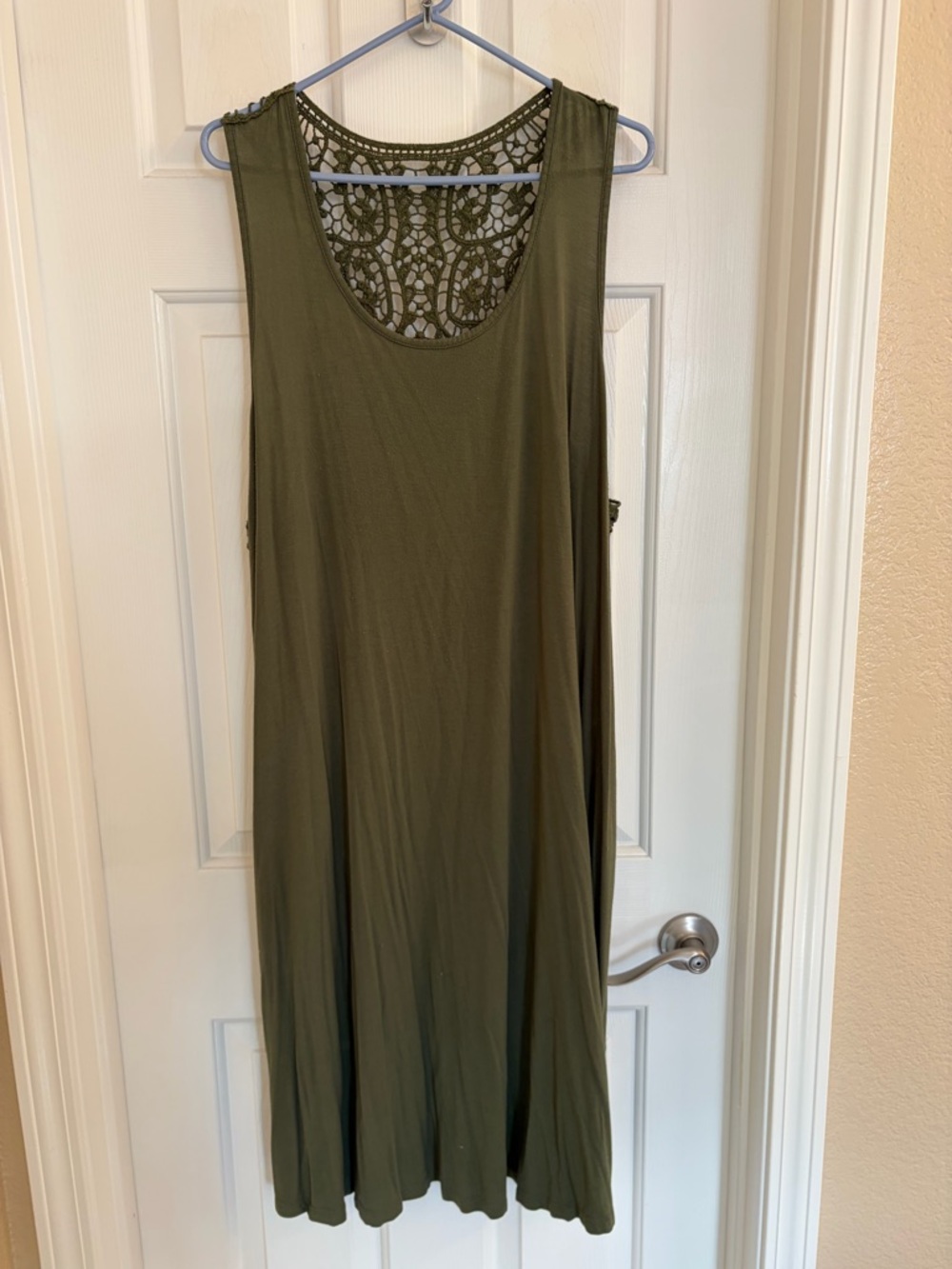 Lane Bryant Olive Crochet-Back Sleeveless Midi Dress